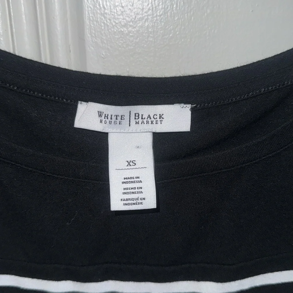 Black & White Striped White House Black Market Dress with Drawstring Waist XS - Picture 5 of 6